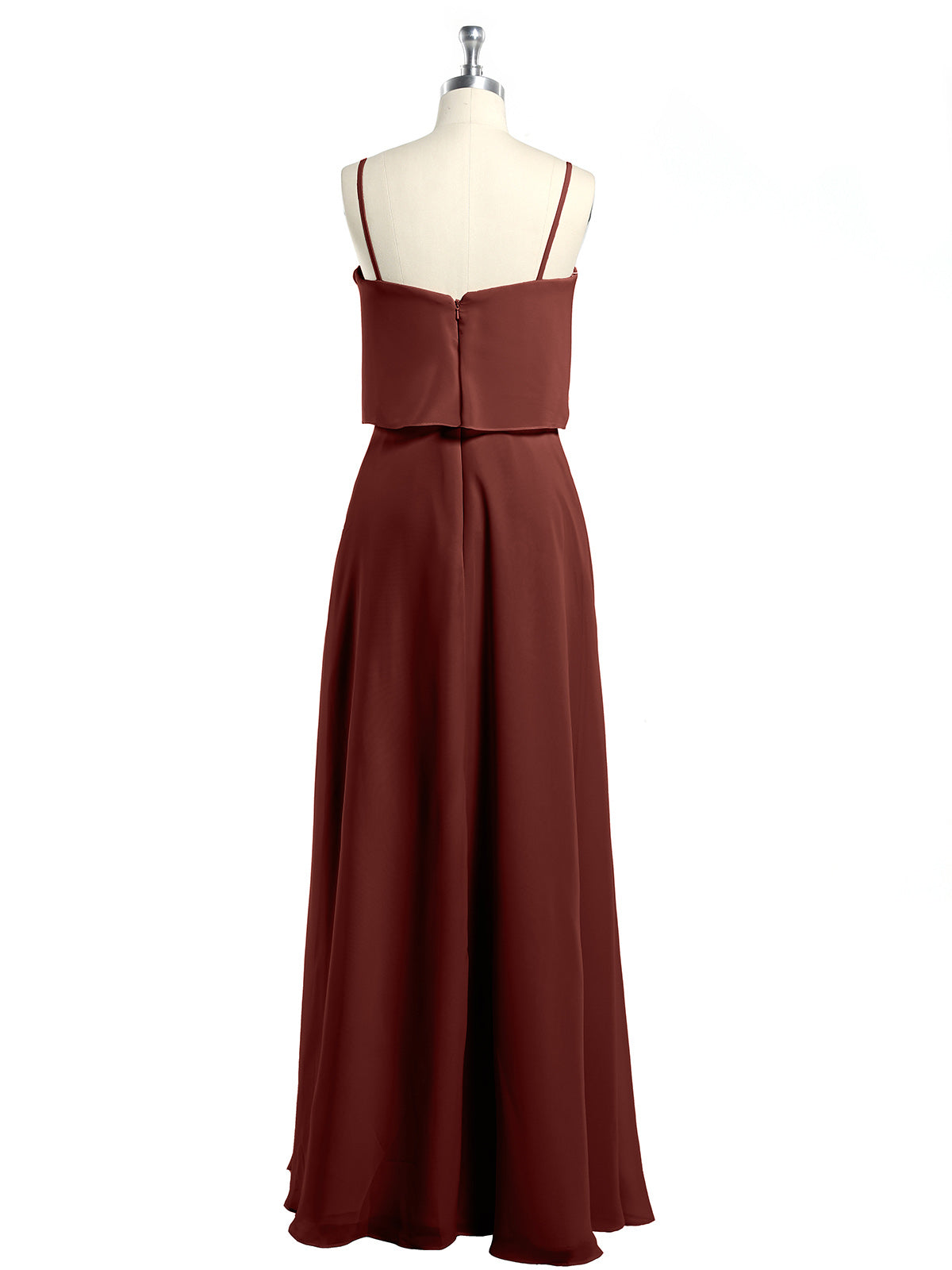 Vestidos sencillos de dama de honor con tirantes finos Terracota