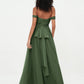 Vestidos de tul estilo princesa de hombros descubiertos con lazo en la cintura Verde Oliva Tallas Grandes
