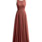 Gwendolyn Encaje Y Gasa Largo Corte De Dama De Honor Terracota Tallas Grandes