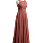 Gwendolyn Encaje Y Gasa Largo Corte De Dama De Honor Terracota Tallas Grandes
