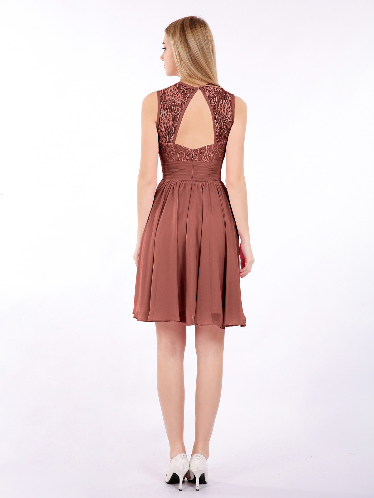 Harriet Espejismo Gasa Y Encaje Vestido Terracota