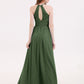 Hedda Gasa Maxi Cabestro Vestido Con Encaje Corpino Verde Oliva Tallas Grandes