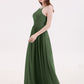 Hedda Gasa Maxi Cabestro Vestido Con Encaje Corpino Verde Oliva Tallas Grandes