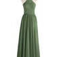 Hedda Gasa Maxi Cabestro Vestido Con Encaje Corpino Verde Oliva Tallas Grandes