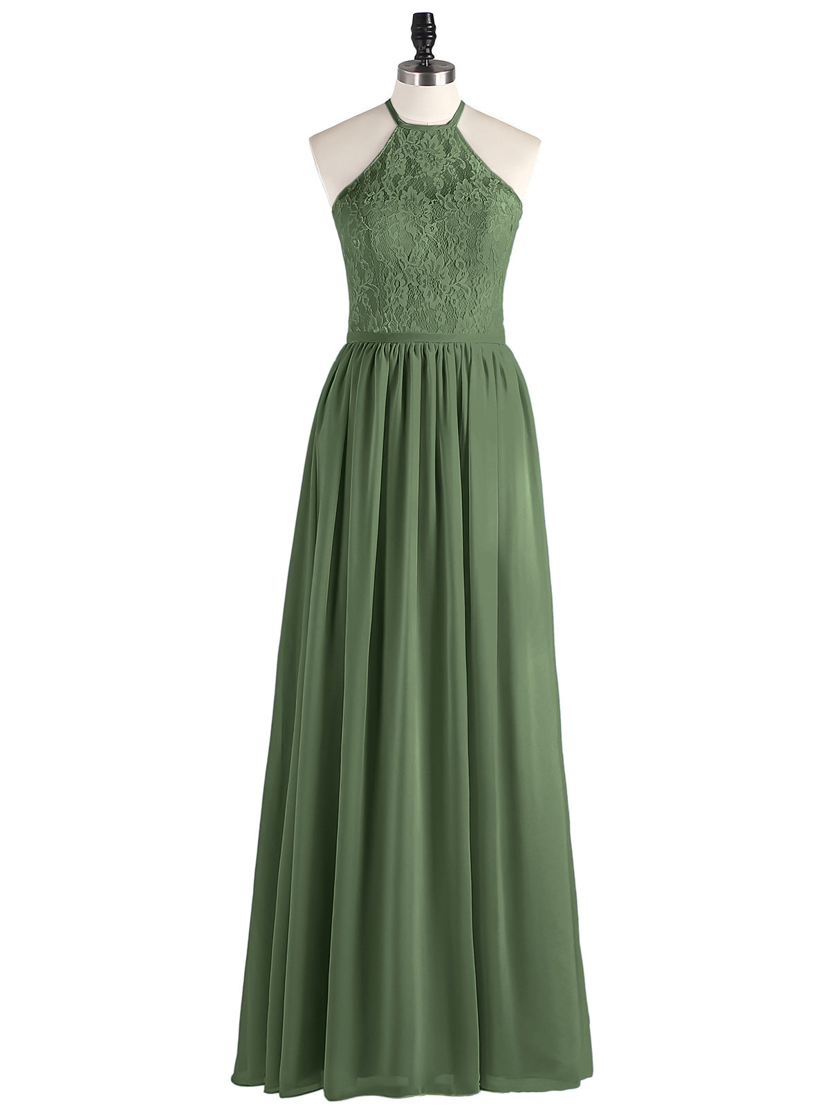 Hedda Gasa Maxi Cabestro Vestido Con Encaje Corpino Verde Oliva Tallas Grandes
