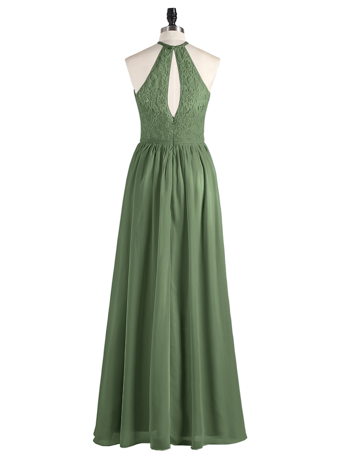 Hedda Gasa Maxi Cabestro Vestido Con Encaje Corpino Verde Oliva Tallas Grandes