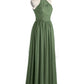 Hedda Gasa Maxi Cabestro Vestido Con Encaje Corpino Verde Oliva Tallas Grandes