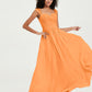 Vestidos de chiffon con escote en corazón y mangas cap de encaje Naranja