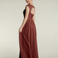 Vestidos de chiffon con escote en corazón y mangas cap de encaje Terracota