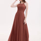 Heloise Largo Gasa Cabestro Vestidos De Dama De Honor Terracota