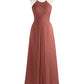 Heloise Largo Gasa Cabestro Vestidos De Dama De Honor Terracota Tallas Grandes