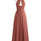 Heloise Largo Gasa Cabestro Vestidos De Dama De Honor Terracota Tallas Grandes