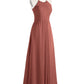 Heloise Largo Gasa Cabestro Vestidos De Dama De Honor Terracota Tallas Grandes