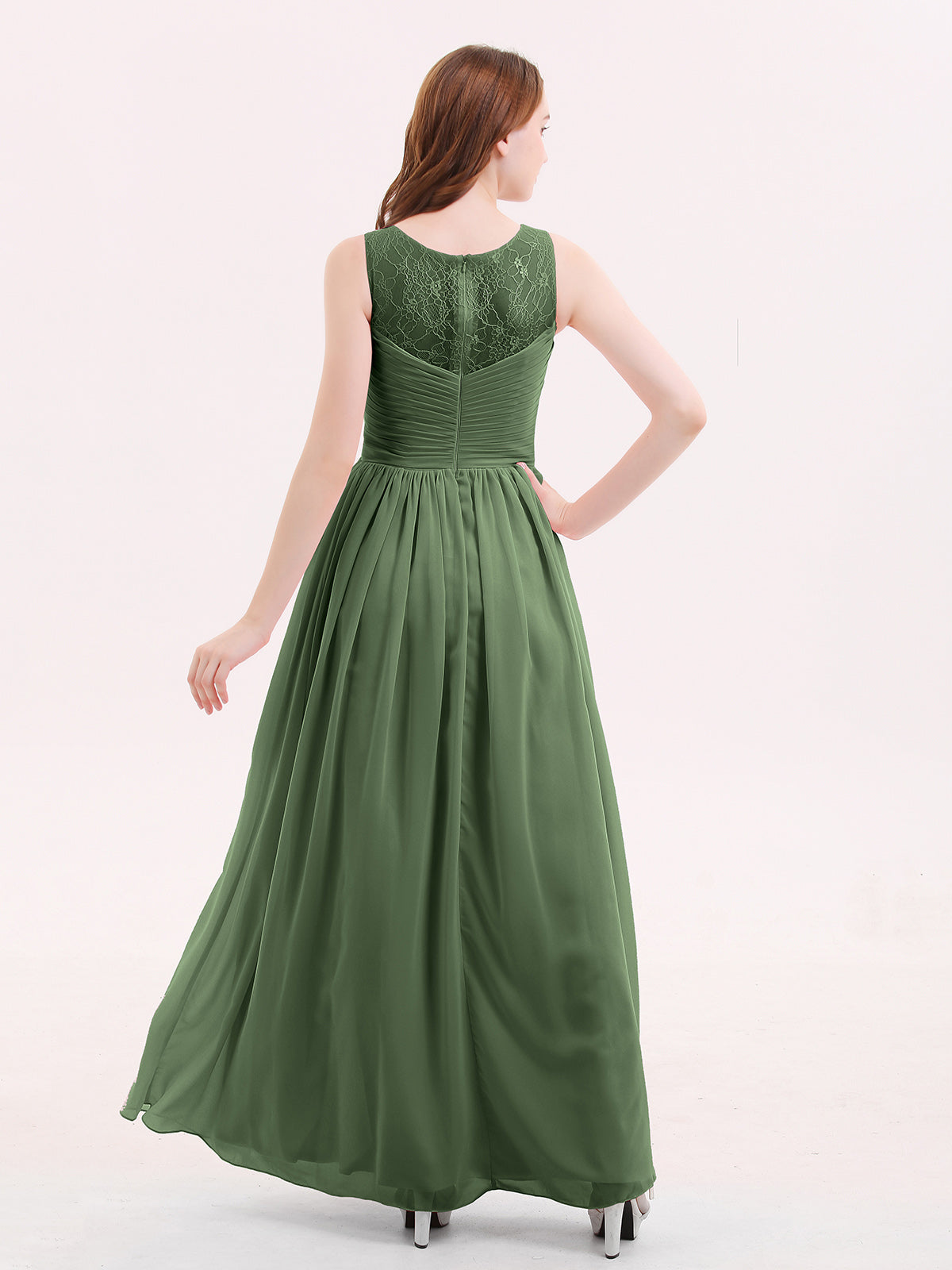 Honey Espejismo Novio Gasa Vestido De Dama De Honor Verde Oliva Tallas Grandes