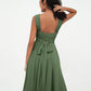 Vestidos cortos de chiffon estilo imperio con bolsillos Verde Oliva Tallas Grandes