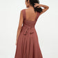 Vestidos cortos de chiffon estilo imperio con bolsillos Terracota