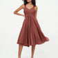 Vestidos cortos de chiffon estilo imperio con bolsillos Terracota Tallas Grandes
