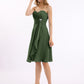 Vestido de chiffon a la altura de la rodilla con escote en corazón Verde Oliva Tallas Grandes