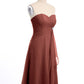 Vestido de chiffon a la altura de la rodilla con escote en corazón Terracota Tallas Grandes