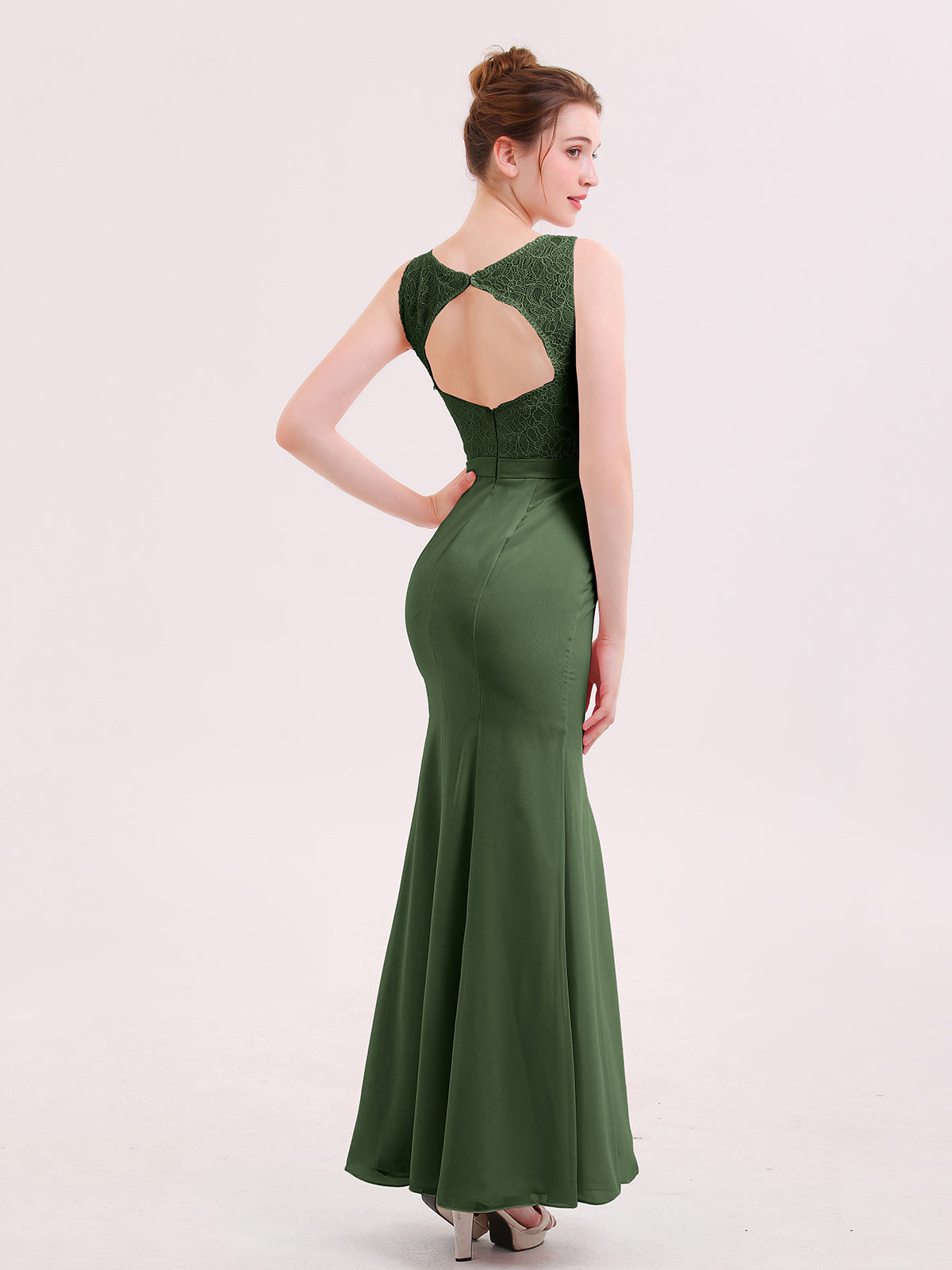 Ingrid Espejismo Sirena Vestido Con Espalda Abierta Verde Oliva