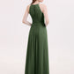 Irene Cabestro Largo Gasa Vestido Con Cintura Plisada Verde Oliva