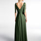 Vestido maxi de chiffon con tirantes planos y lazo con abertura frontal Verde Oliva