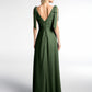 Vestido maxi de chiffon con tirantes planos y lazo con abertura frontal Verde oliva Tallas Grandes