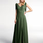 Vestido maxi de chiffon con tirantes planos y lazo con abertura frontal Verde Oliva