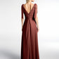 Vestido maxi de chiffon con tirantes planos y lazo con abertura frontal Terracota Tallas Grandes