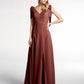 Vestido maxi de chiffon con tirantes planos y lazo con abertura frontal Terracota