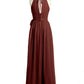 Vestidos largos de chiffon estilo halter con lazo Terracota Tallas Grandes