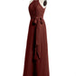 Vestidos largos de chiffon estilo halter con lazo Terracota