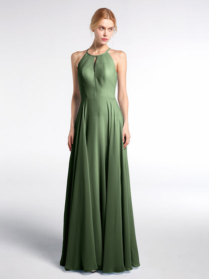 Vestido maxi de falda circular con escote en forma de cerradura y falda plisada Verde Oliva Tallas Grandes