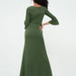 Vestidos con mangas de trompeta sexy y estilo sirena con hombros descubiertos Verde Oliva Tallas Grandes