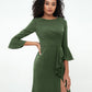Vestidos con mangas de trompeta sexy y estilo sirena con hombros descubiertos Verde Oliva Tallas Grandes