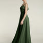 Vestidos de dama de honor de chiffon con tirantes finos Verde Oliva