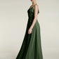 Vestidos de dama de honor de chiffon con tirantes finos Verde Oliva Tallas Grandes