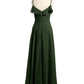 Vestidos de dama de honor de chiffon con tirantes finos Verde Oliva Tallas Grandes