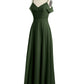 Vestidos de dama de honor de chiffon con tirantes finos Verde Oliva