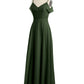 Vestidos de dama de honor de chiffon con tirantes finos Verde Oliva Tallas Grandes