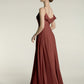 Vestidos de dama de honor de chiffon con tirantes finos Terracota