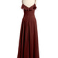Vestidos de dama de honor de chiffon con tirantes finos Terracota