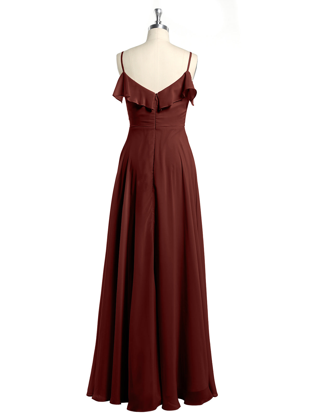 Vestidos de dama de honor de chiffon con tirantes finos Terracota
