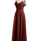 Vestidos de dama de honor de chiffon con tirantes finos Terracota