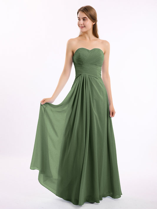 Joanne Sin Tirante Novio Gasa Vestidos Verde Oliva Tallas Grandes