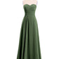 Joanne Sin Tirante Novio Gasa Vestidos Verde Oliva