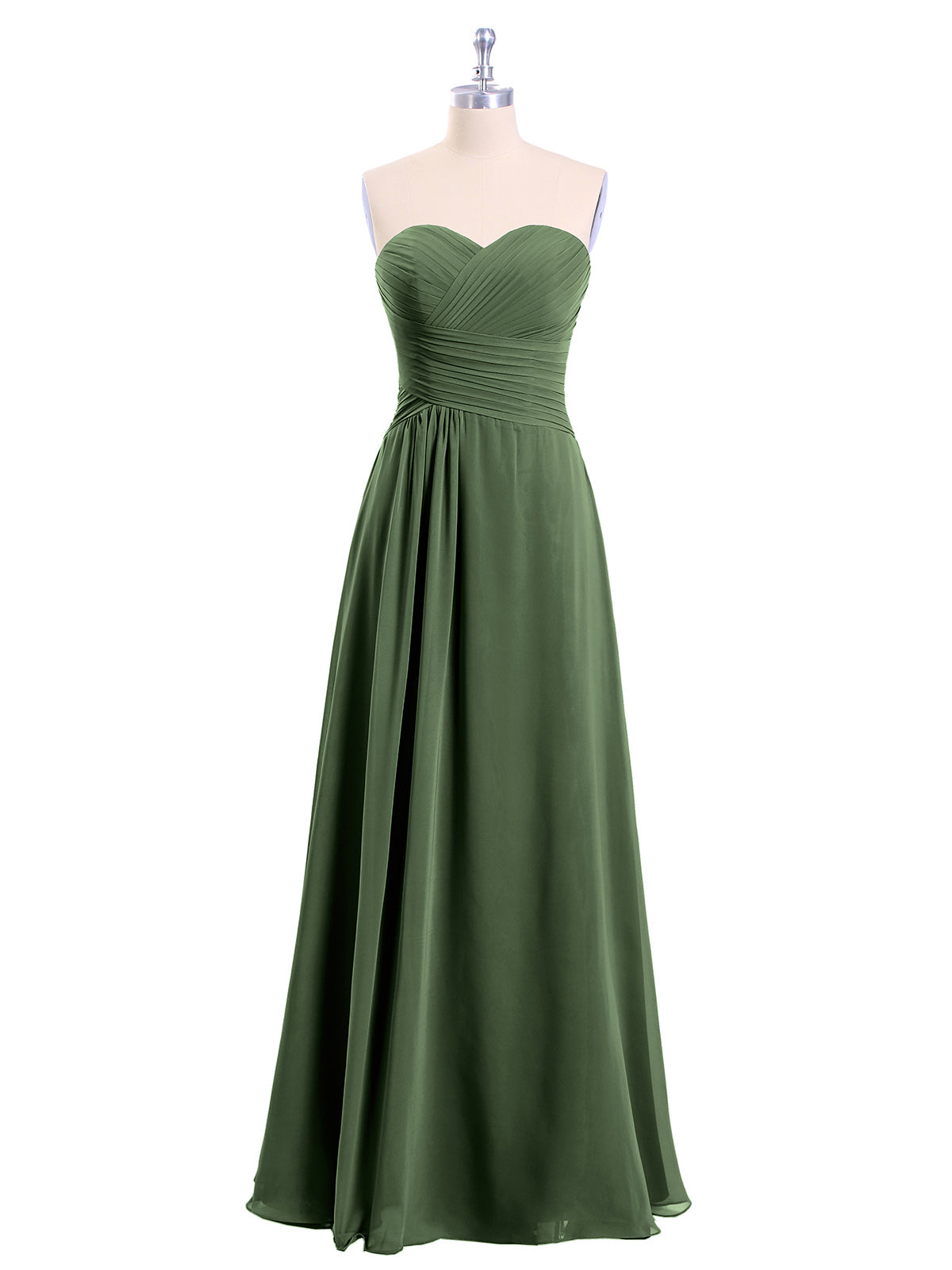 Joanne Sin Tirante Novio Gasa Vestidos Verde Oliva