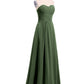 Joanne Sin Tirante Novio Gasa Vestidos Verde Oliva