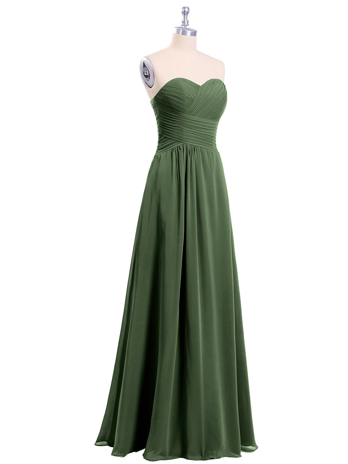 Joanne Sin Tirante Novio Gasa Vestidos Verde Oliva