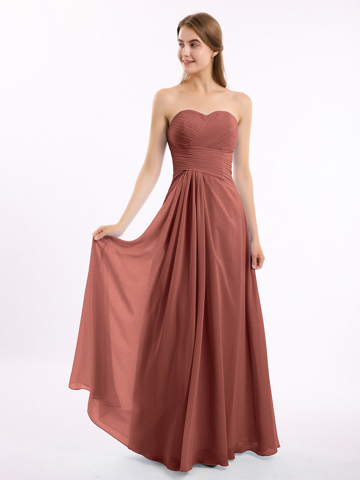 Joanne Sin Tirante Novio Gasa Vestidos Terracota